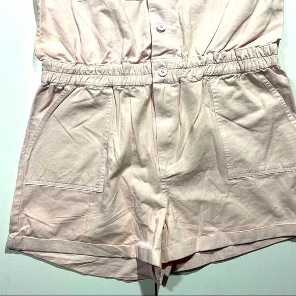 Blank NYC Light Pink Mastermind Utility Roll Hem Button Down Romper NWT Size L - Picture 9 of 16